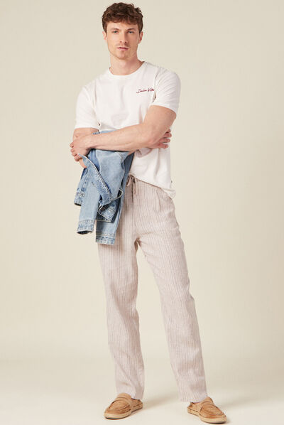 Pantalon chino droit 2 poches ecru homme