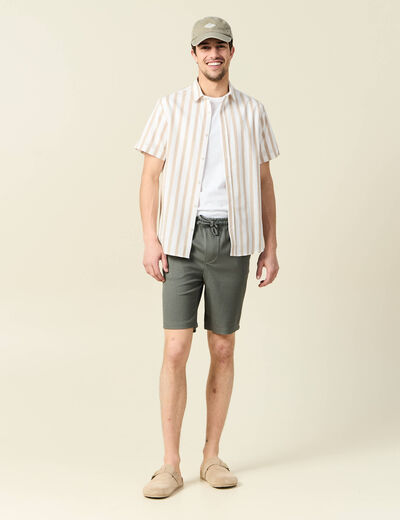 Short droit avec cordon vert kaki homme