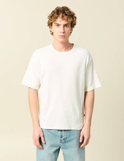 T-shirt ample en coton manches courtes ecru homme