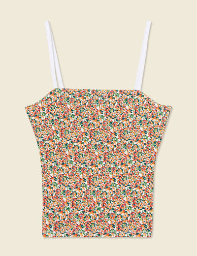 Bustier cropped à bretelles blanc femme