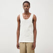 D&eacute;bardeur col rond en coton ecru homme