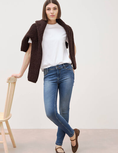 Jeans skinny push-up taille standard denim stone femme