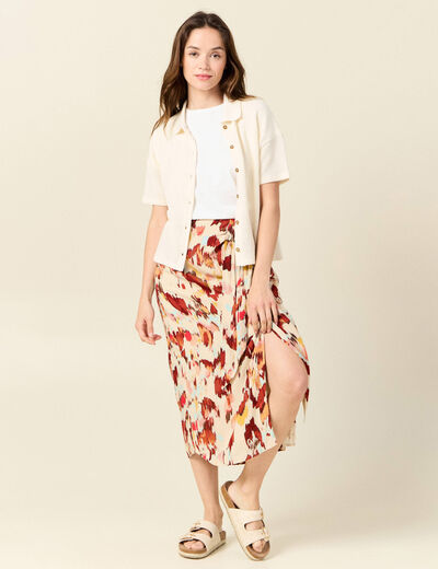 Jupe midi portefeuille sable femme