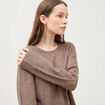 Pull col rond manches longues marron femme