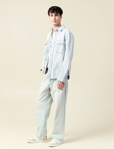 Jeans large 5 poches bleu ciel homme