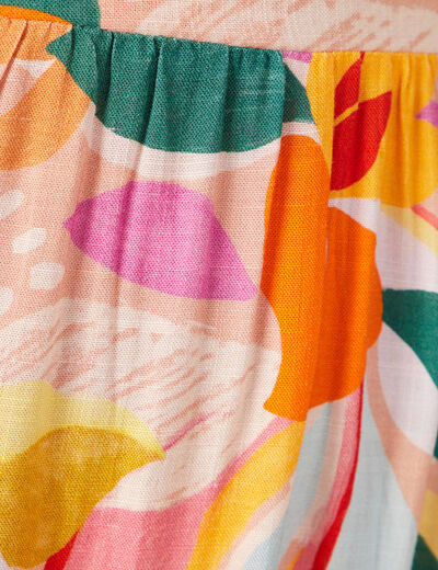 Robe longue droite à bretelles multicolore femme