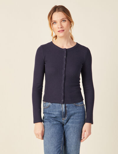 T-shirt manches longues bleu marine femme
