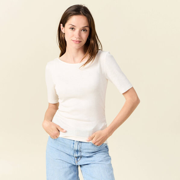 T-shirt manches courtes ecru femme