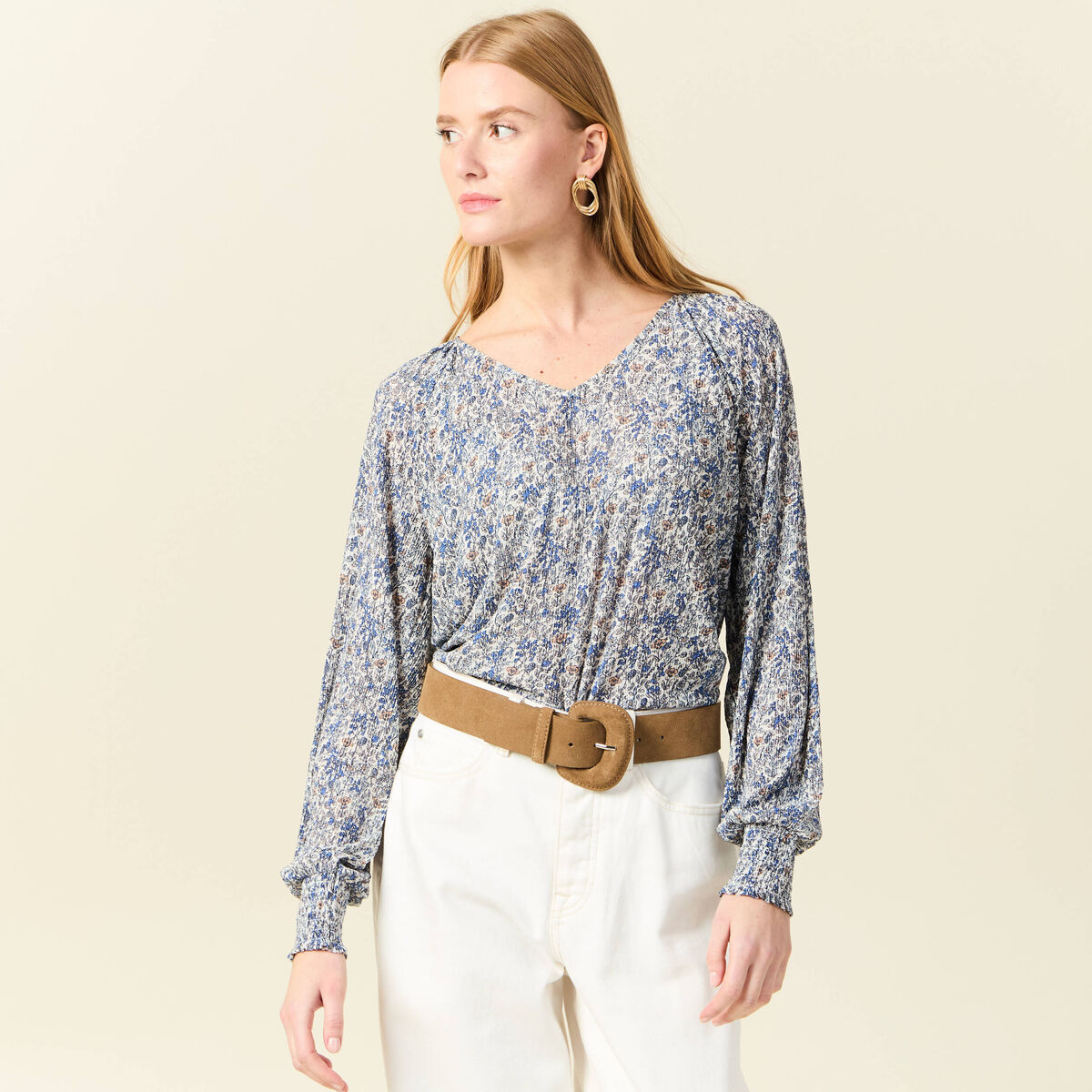 T-shirt manches longues bleu clair femme