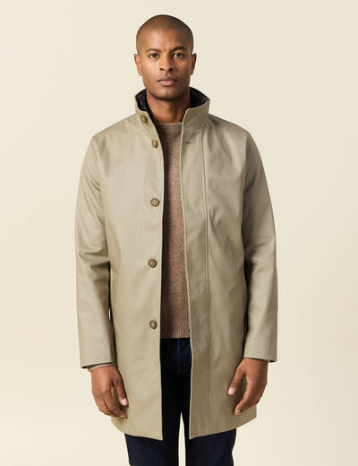 Trench mi-long col montant vert kaki homme