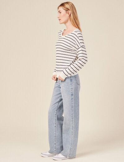 Pull manches longues ecru femme