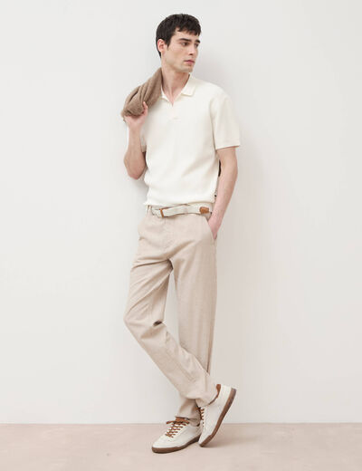 Chino coupe droite longueur 32 beige fonce homme