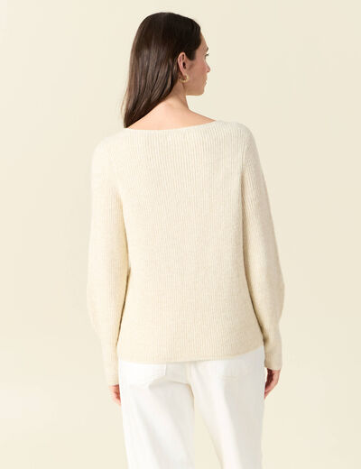 Pull manches longues creme femme