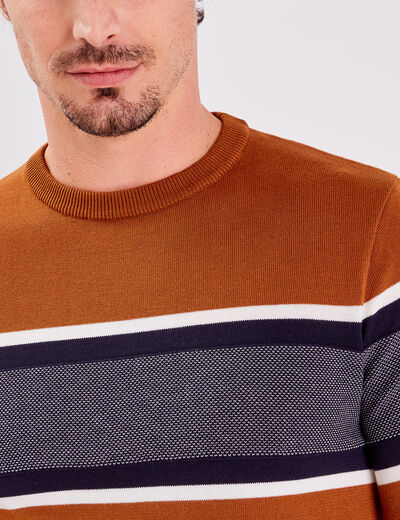 Pull manches longues marron homme