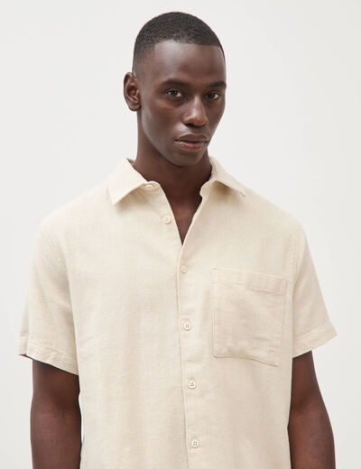 Chemise manches courtes col am&eacute;ricain sable homme