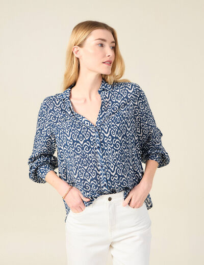 Blouse manches longues bleu marine femme