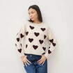 Pull manches longues bouclette col rond prune femme