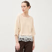 Pull col bateau manches courtes ivoire femme