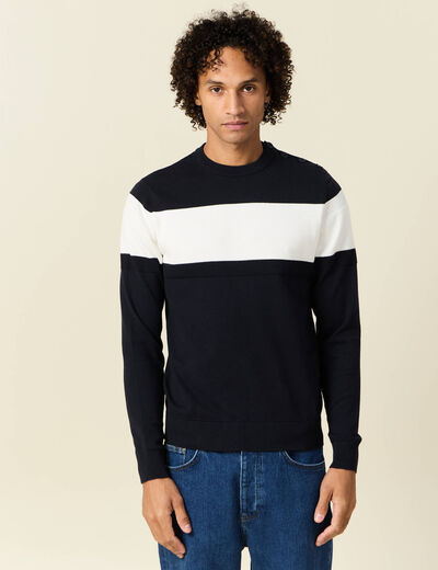 Pull manches longues bleu marine homme