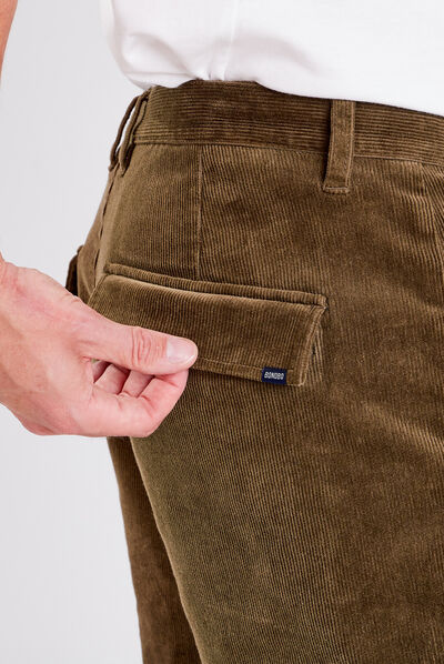 Pantalon battle velours vert kaki homme