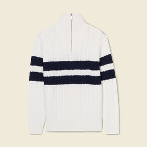 Pull col camionneur zippé ecru homme