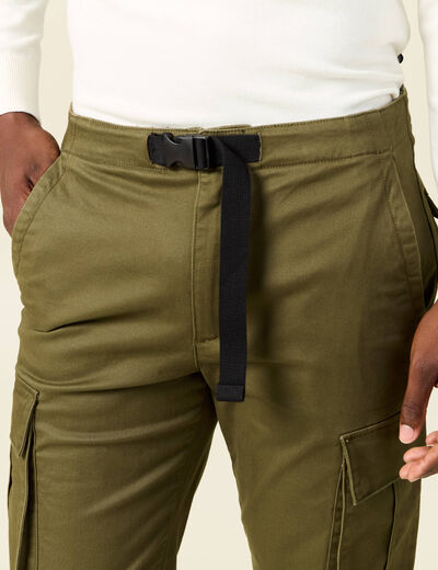 Pantalon cargo poches côtés vert kaki homme