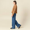 Blouson manches longues col classique marron femme