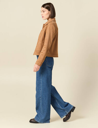Blouson manches longues col classique marron femme