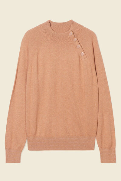 Pull manches longues marron clair femme
