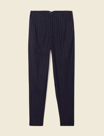 Pantalon cigarette bleu femme