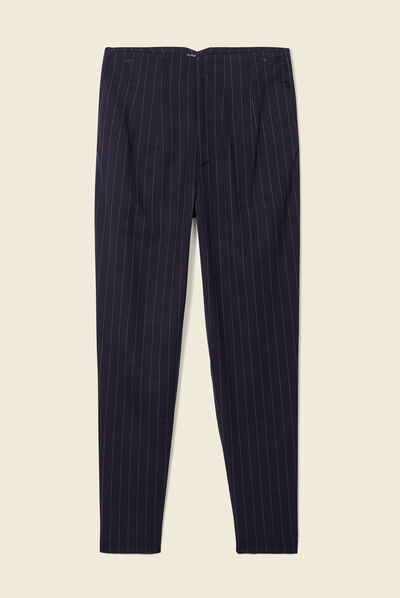 Pantalon cigarette bleu femme