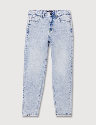 Jeans mom 7/8&egrave;me denim snow bleu femme