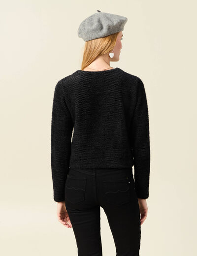 Gilet manches longues gris foncé femme