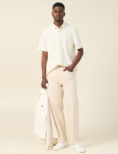 Chemise manches courtes ecru homme