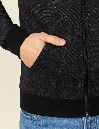 Gilet manches longues zipp&eacute; noir homme