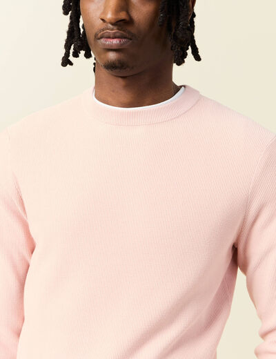 Pull éco-responsable rose clair homme
