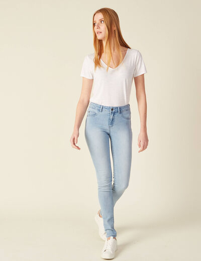 Jeans Lou - jegging denim bleach femme