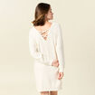 Robe pull droite col bateau creme femme