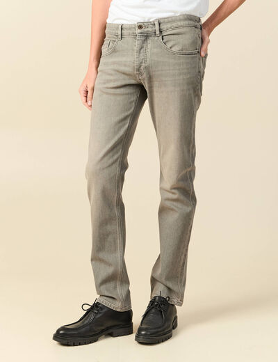 Jeans straight longueur 34 denim snow gris homme