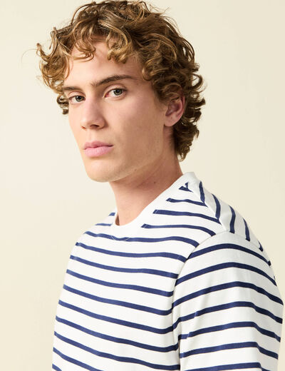 T-shirt en coton manches courtes ecru homme