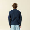 Pull fin manches longues col rond bleu marine homme