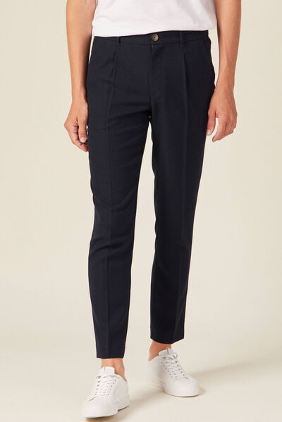Pantalon chino 7/8ème bleu marine homme
