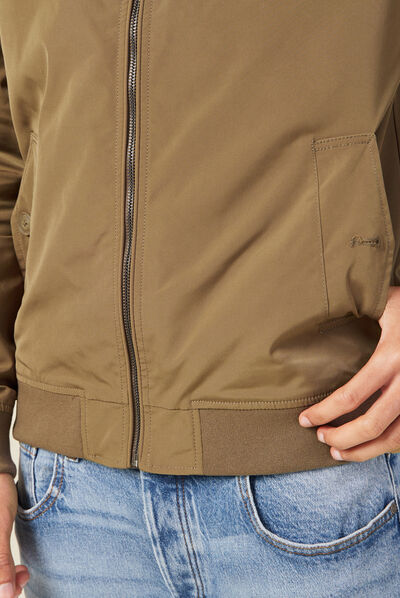 Blouson droit col montant marron foncé homme