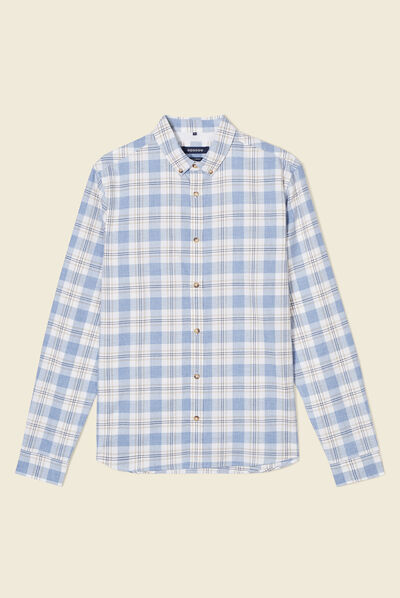 Chemise manches longues bleu gris homme