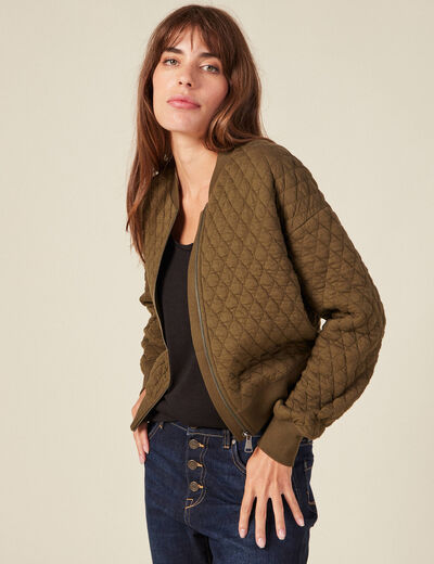 Gilet bomber matelassé vert kaki femme