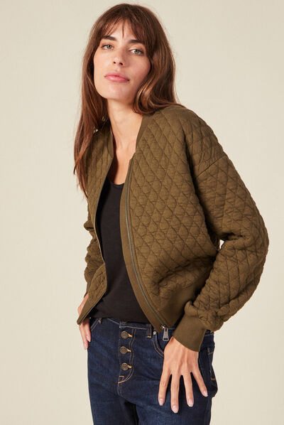 Gilet bomber matelassé vert kaki femme