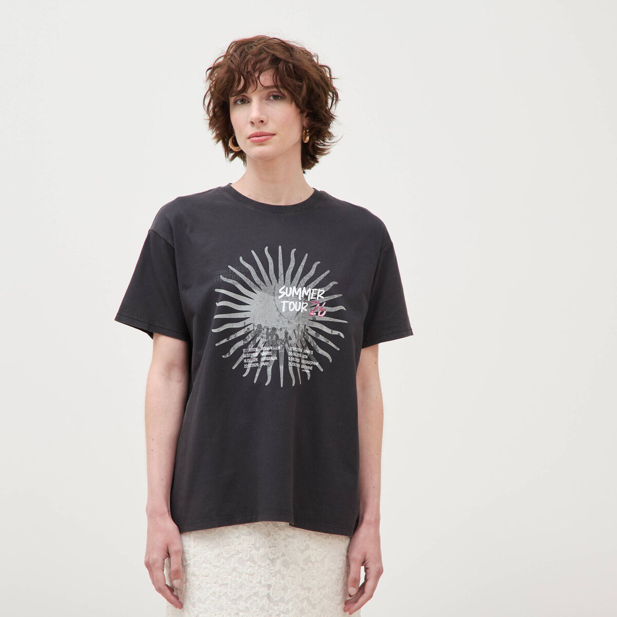 T-shirt oversize en coton noir femme
