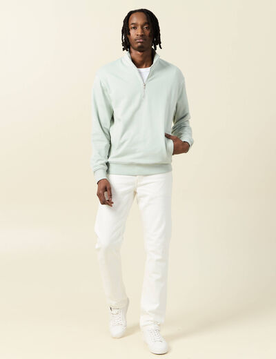Sweat col camionneur vert clair homme