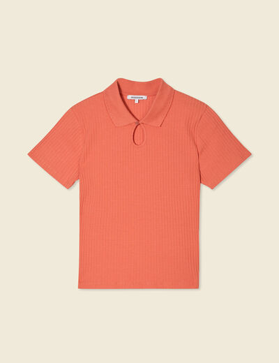 Polo manches courtes orange foncé femme