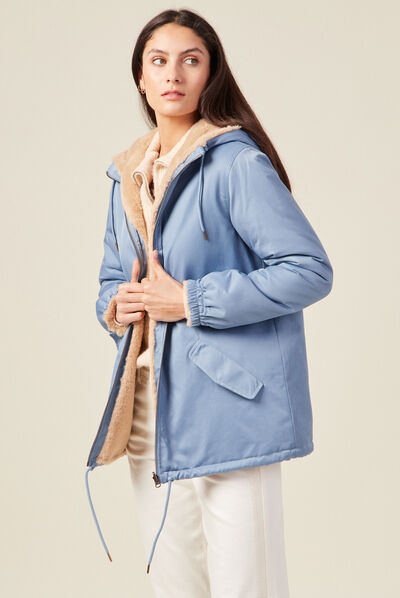 Parka réversible bleu ciel femme